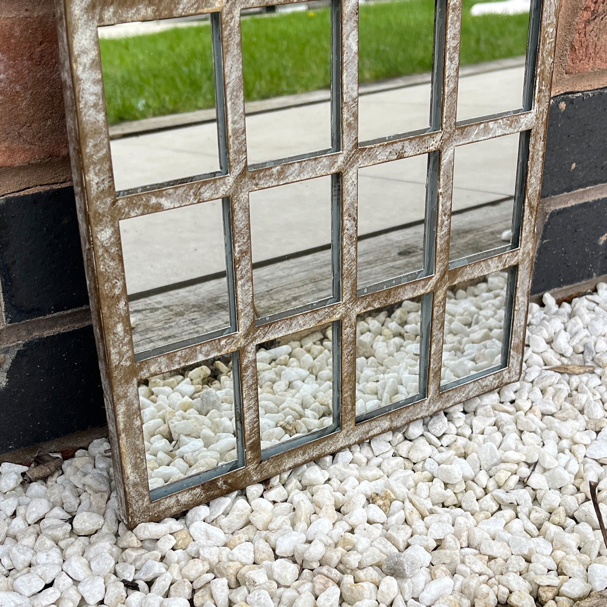 25cm x 42.5cm Rustic Window Arch Wall Mirror – Metal Frame