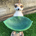 29.5cm Meerkat Holding a Leaf Garden Ornament / Statue - Resin
