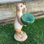 29.5cm Meerkat Holding a Leaf Garden Ornament / Statue - Resin