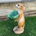 29.5cm Meerkat Holding a Leaf Garden Ornament / Statue - Resin