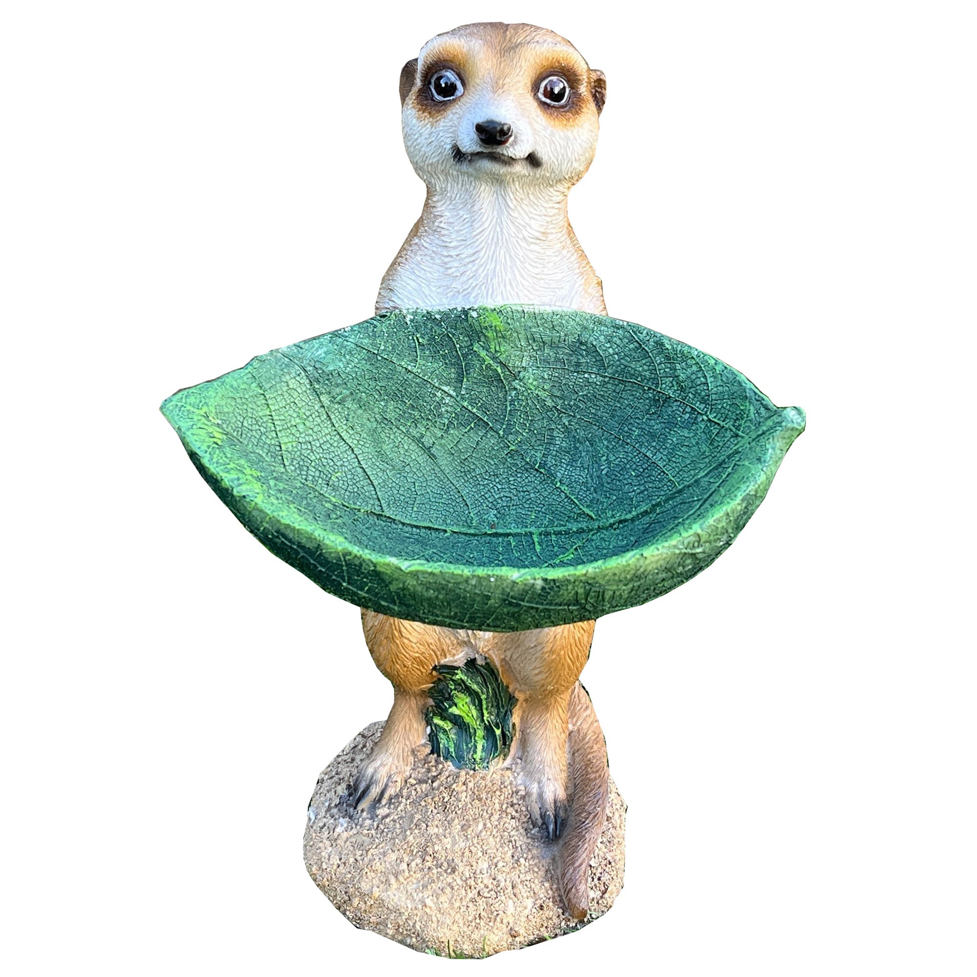 29.5cm Meerkat Holding a Leaf Garden Ornament / Statue - Resin