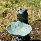 18.5cm Small Frog Holding a Leaf Garden Ornament - Resin