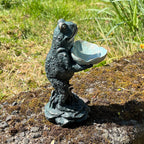 18.5cm Small Frog Holding a Leaf Garden Ornament - Resin
