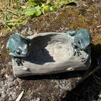 21cm Frogs on a Log Garden Ornament - Resin