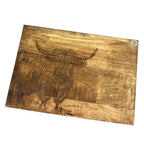 35.5cm x 25cm Wooden Highland Cow Chopping Board – Hand Crafted