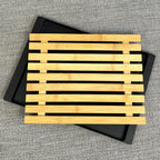 38cm Bamboo Bread Cutting Board with Plastic Crumb Catcher Base