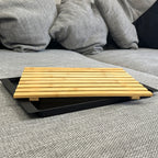 38cm Bamboo Bread Cutting Board with Plastic Crumb Catcher Base