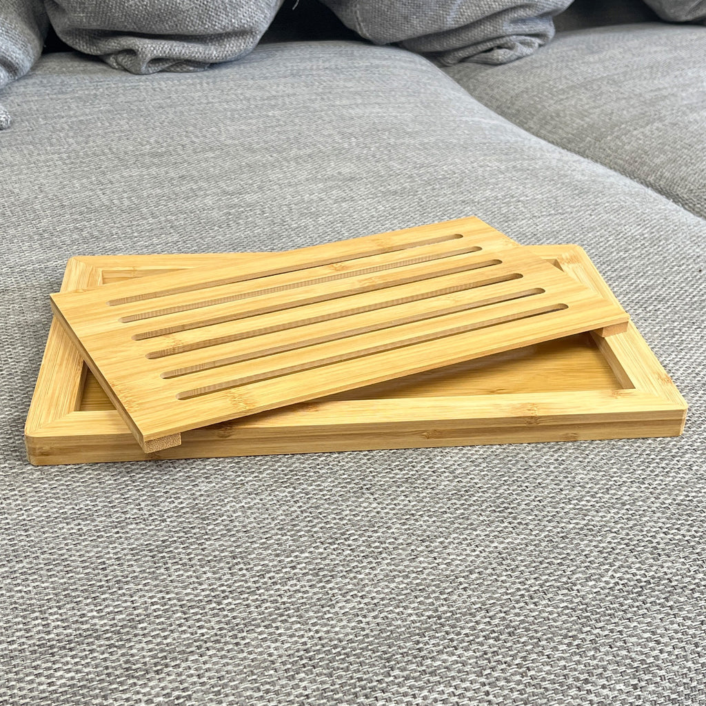 38.5cm Bamboo Bread Cutting Board with Crumb Catcher Base