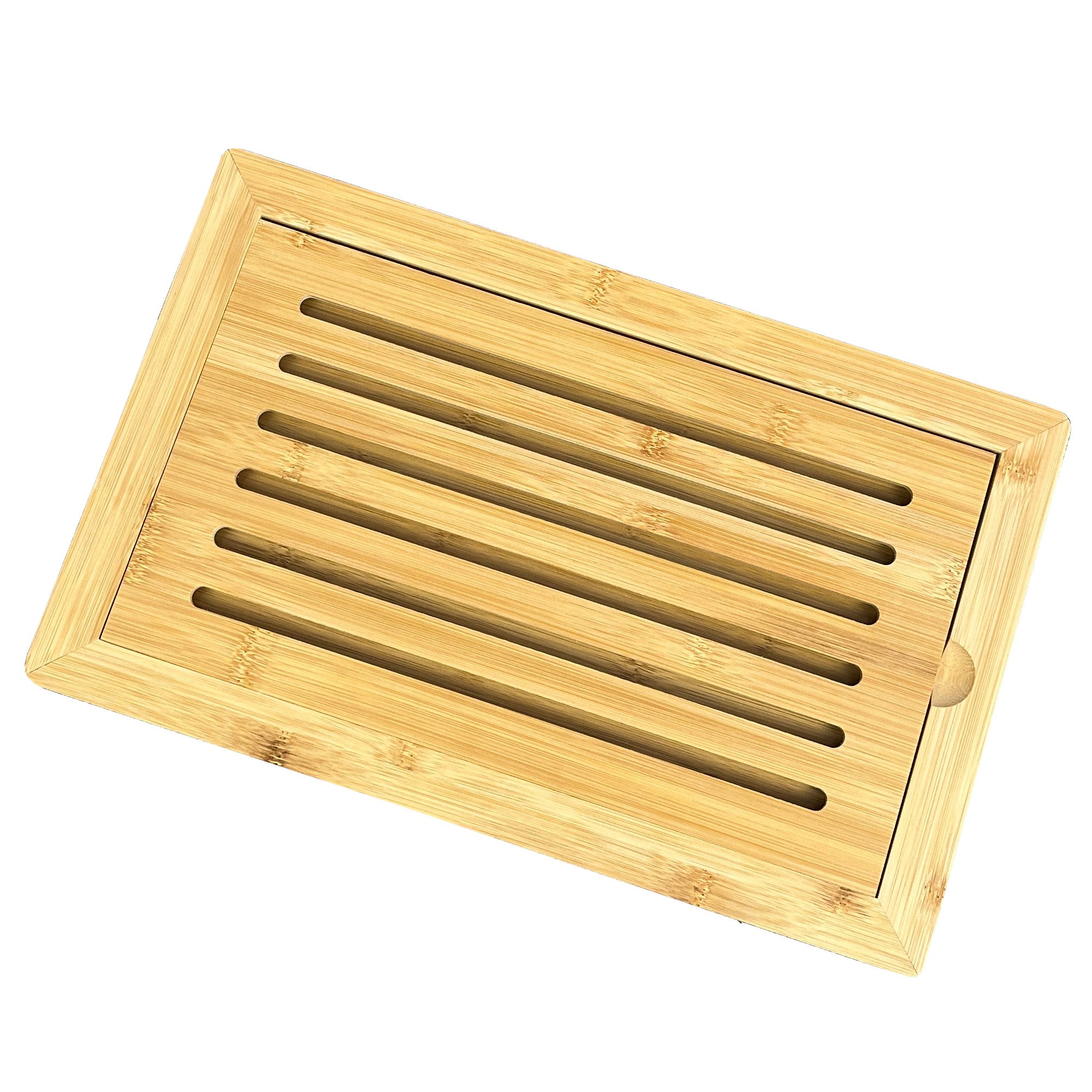 38.5cm Bamboo Bread Cutting Board with Crumb Catcher Base