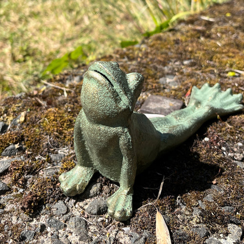18.5cm Small Cast Iron Yoga Frog Garden Ornament