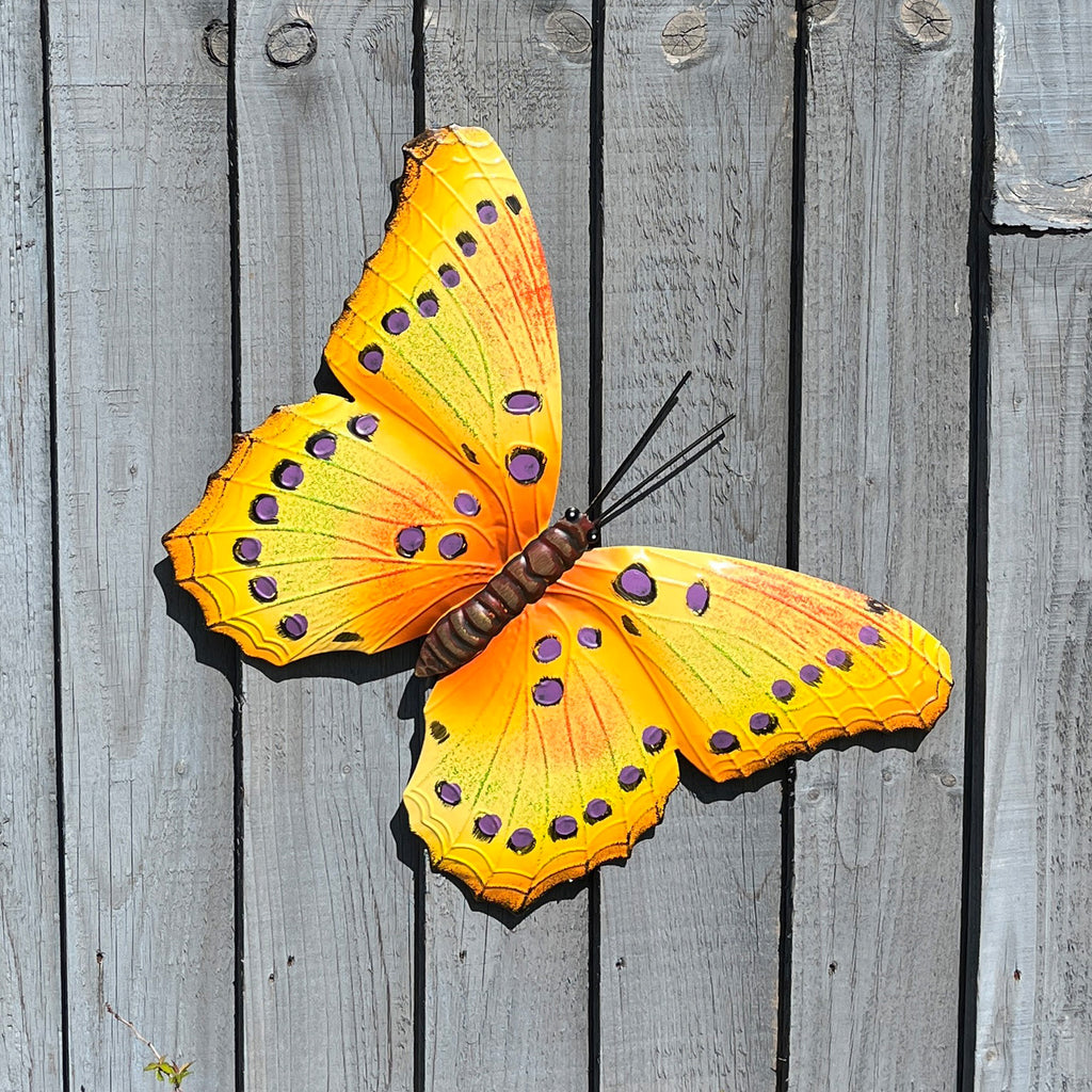 42cm Metal Butterfly Garden Wall Art Decoration – Orange