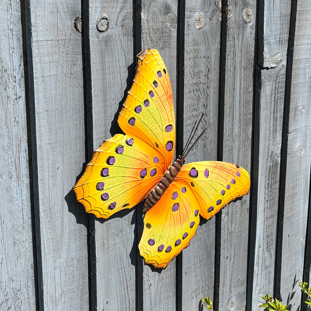 42cm Metal Butterfly Garden Wall Art Decoration – Orange