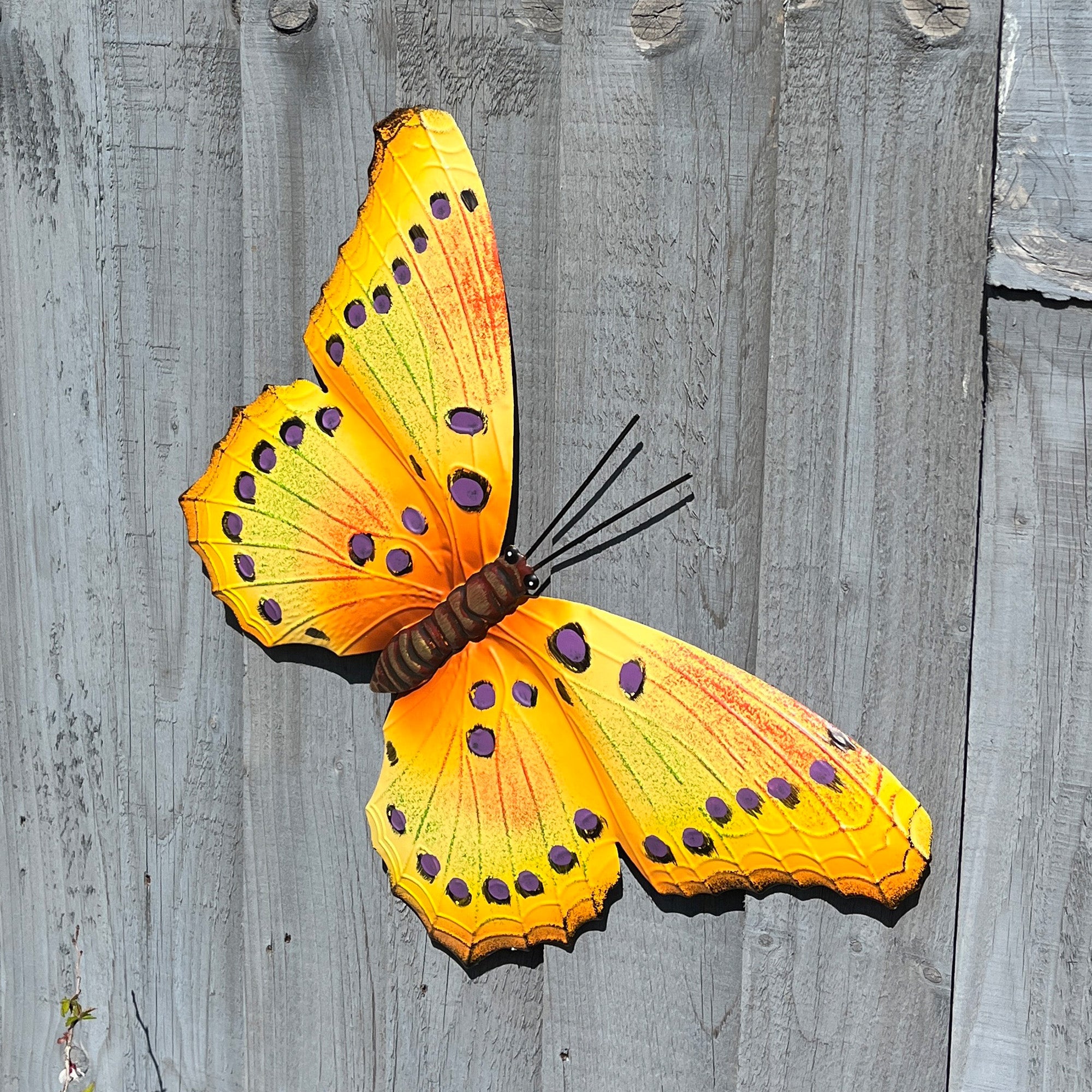 42cm Metal Butterfly Garden Wall Art Decoration – Orange