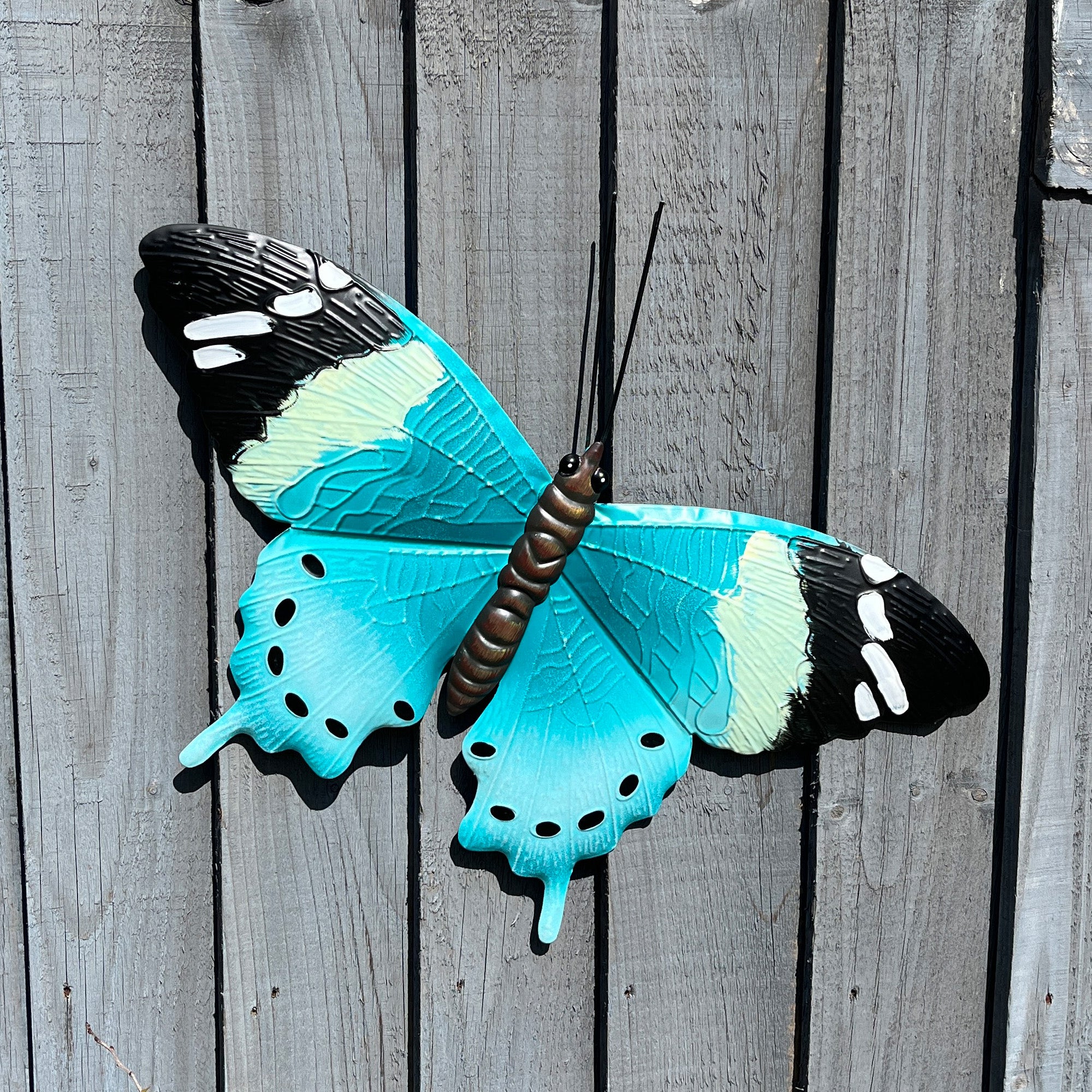 48.5cm Metal Butterfly Garden Wall Art Decoration – Blue / Black
