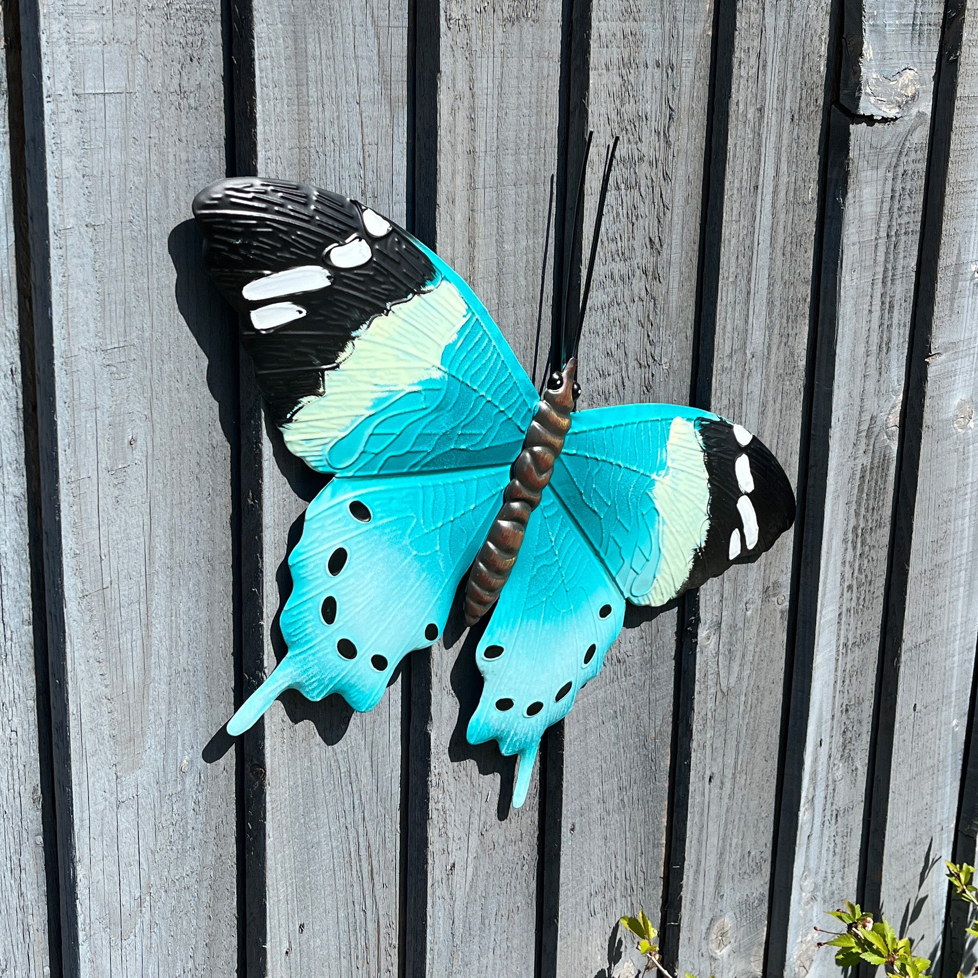 46cm Metal Butterfly Garden Wall Art Decoration – Blue / Black