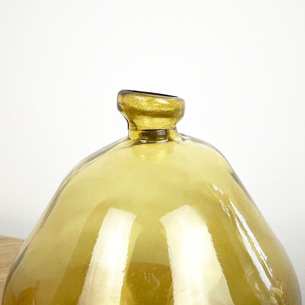 18cm Quirky Recycled Glass Vase - Yellow