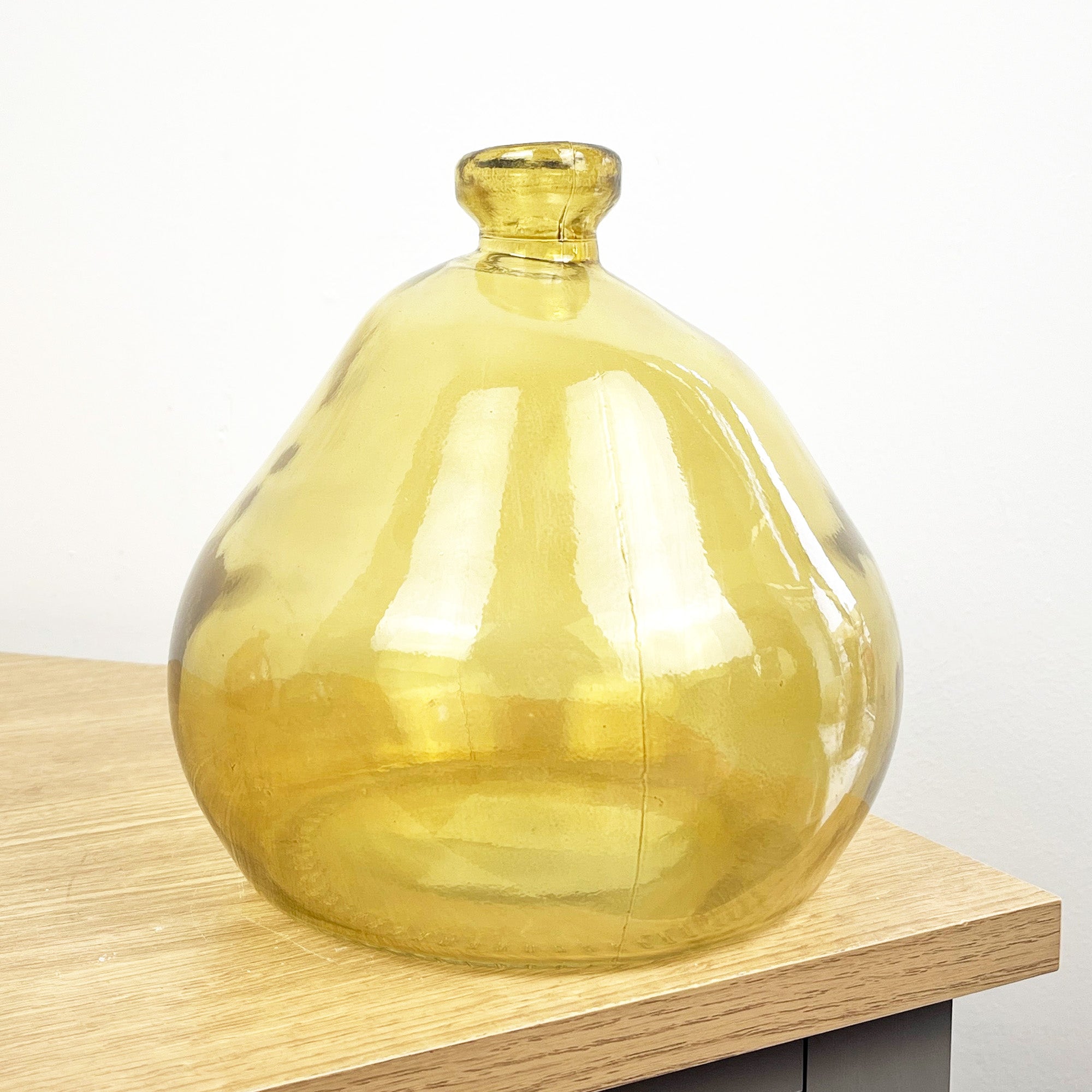 18cm Quirky Recycled Glass Vase - Yellow