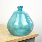 18cm Quirky Recycled Glass Vase - Blue
