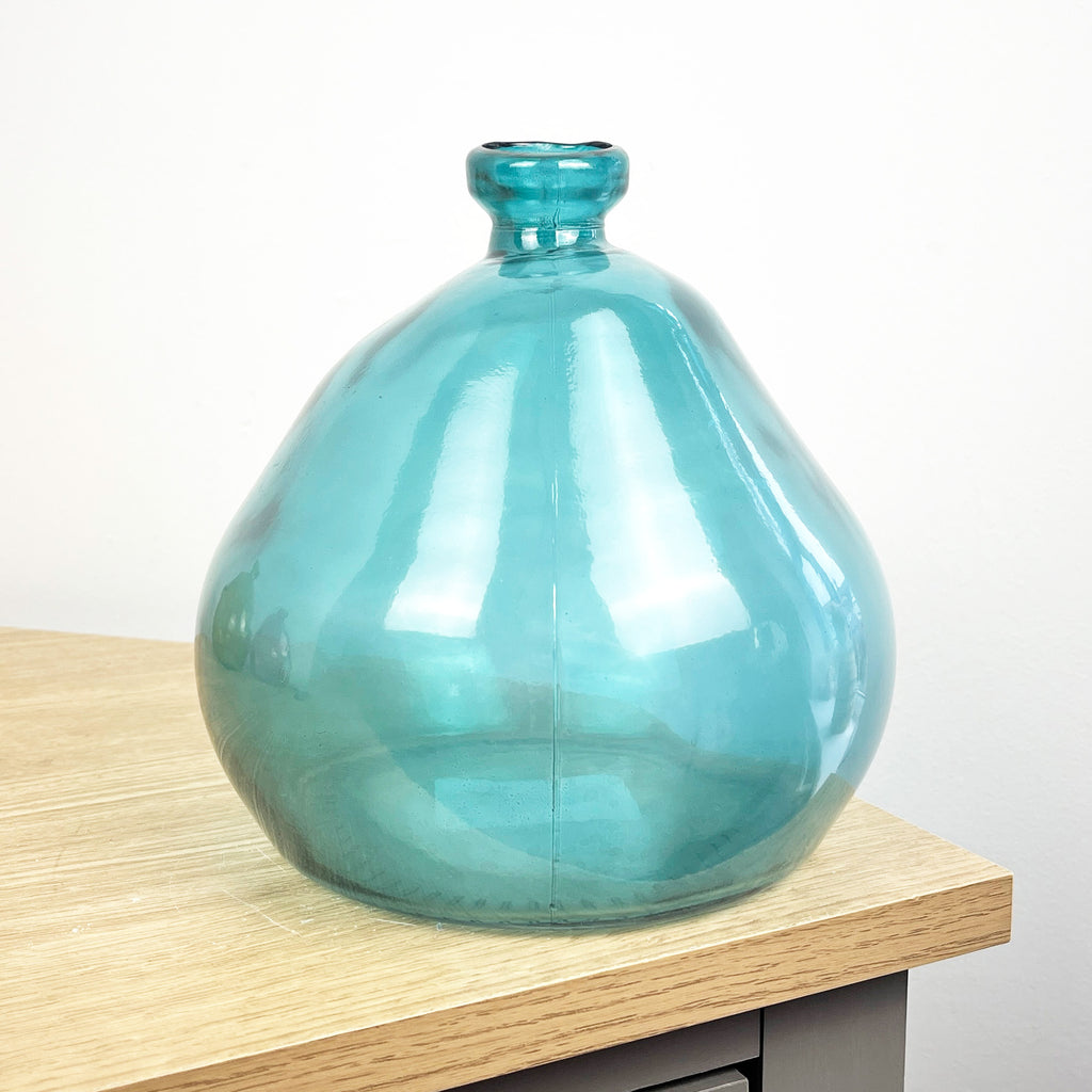 18cm Quirky Recycled Glass Vase - Blue