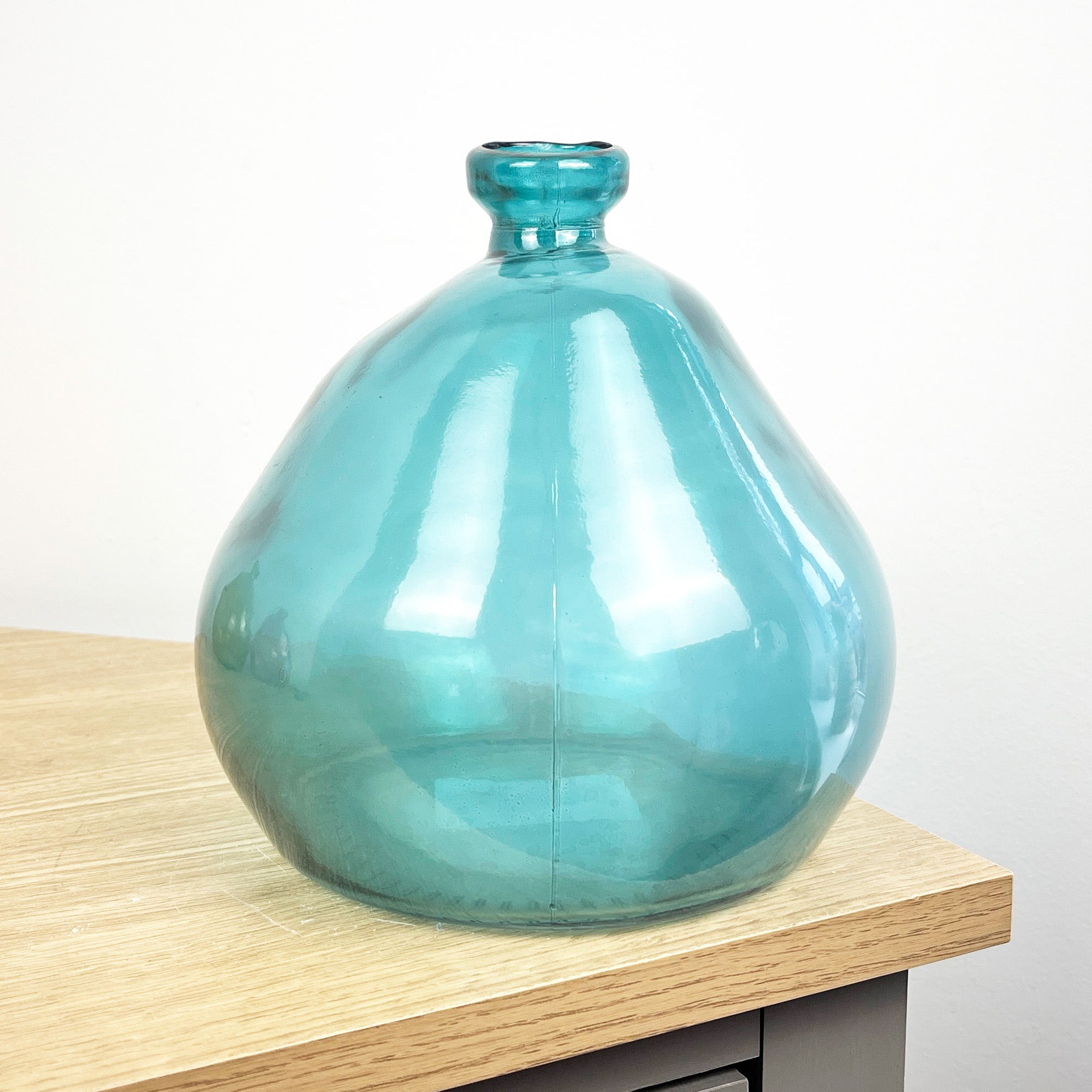 18cm Quirky Recycled Glass Vase - Blue