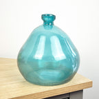 18cm Quirky Recycled Glass Vase - Blue