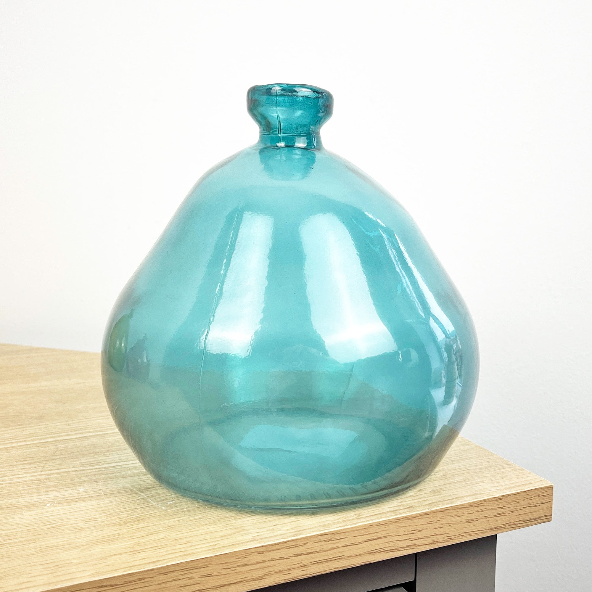 18cm Quirky Recycled Glass Vase - Blue