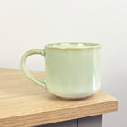 2 x 300ml Reactive Glaze Stoneware Mugs – Green