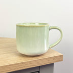 2 x 300ml Reactive Glaze Stoneware Mugs – Green
