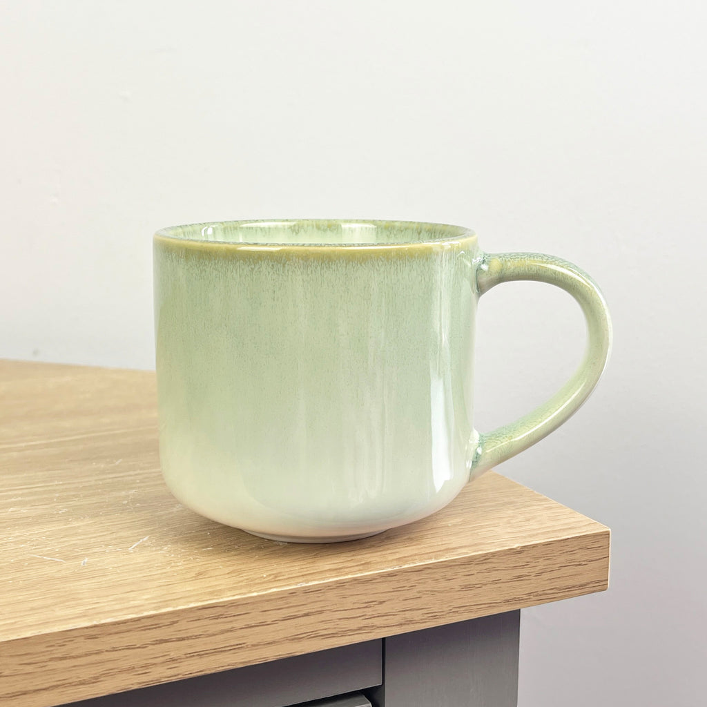 4 x 300ml Reactive Glaze Stoneware Mugs – Green
