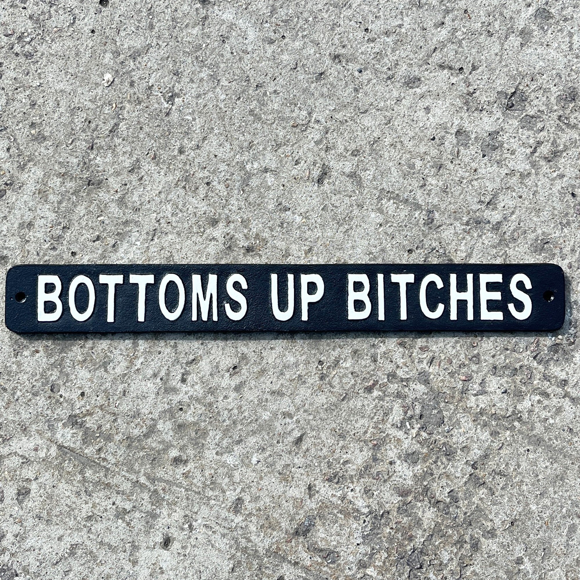 51cm 'Bottoms Up Bitches' Funny Cast Iron Wall Sign