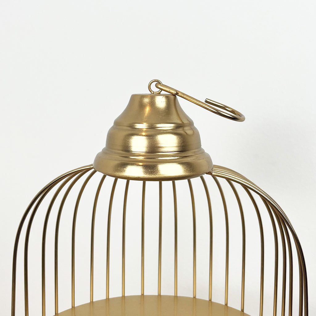 43cm Gold Decorative Bird Cage Display Stand - Metal