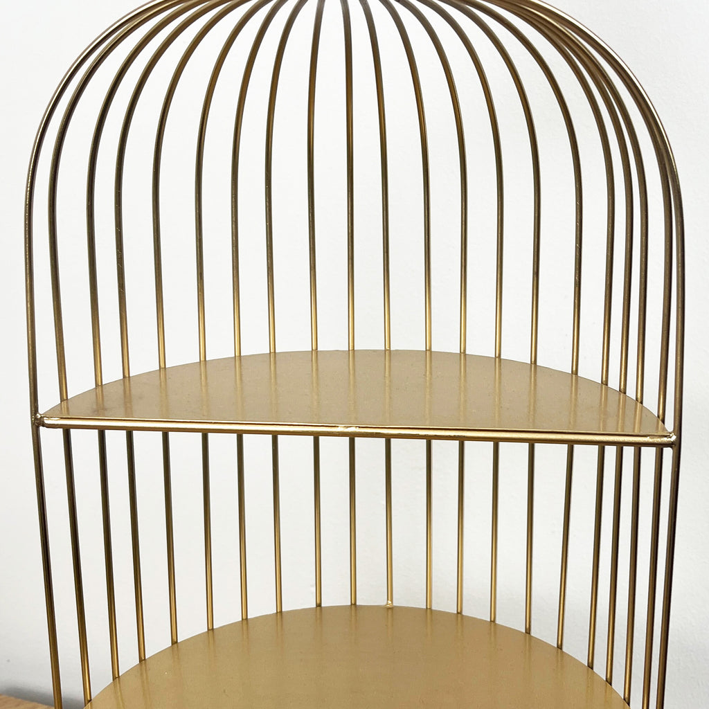 43cm Gold Decorative Bird Cage Display Stand - Metal