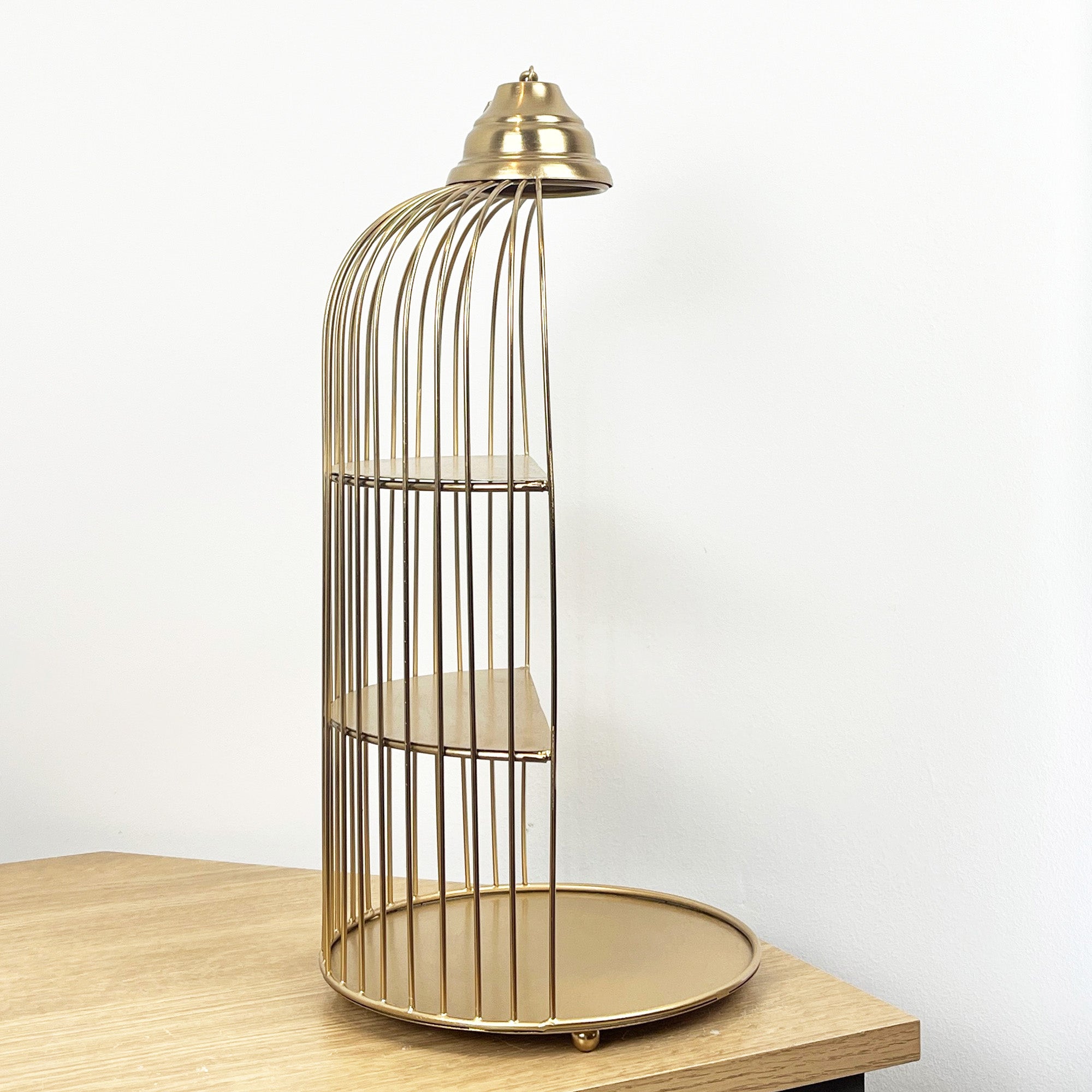 43cm Gold Decorative Bird Cage Display Stand - Metal