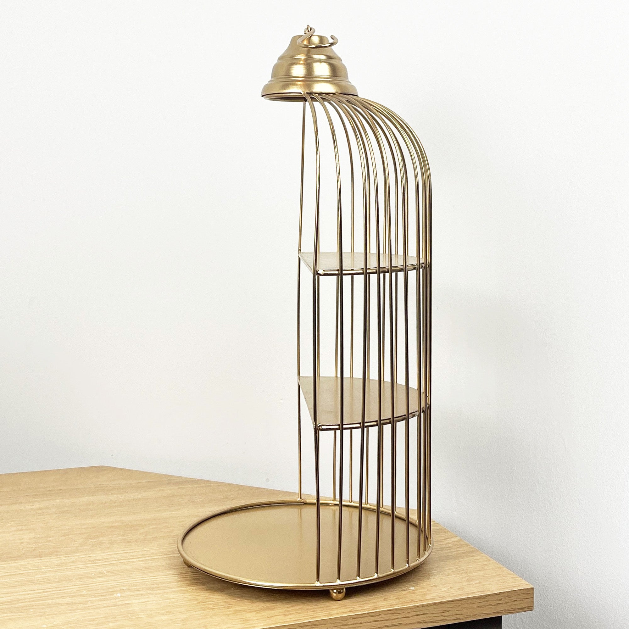 43cm Gold Decorative Bird Cage Display Stand - Metal