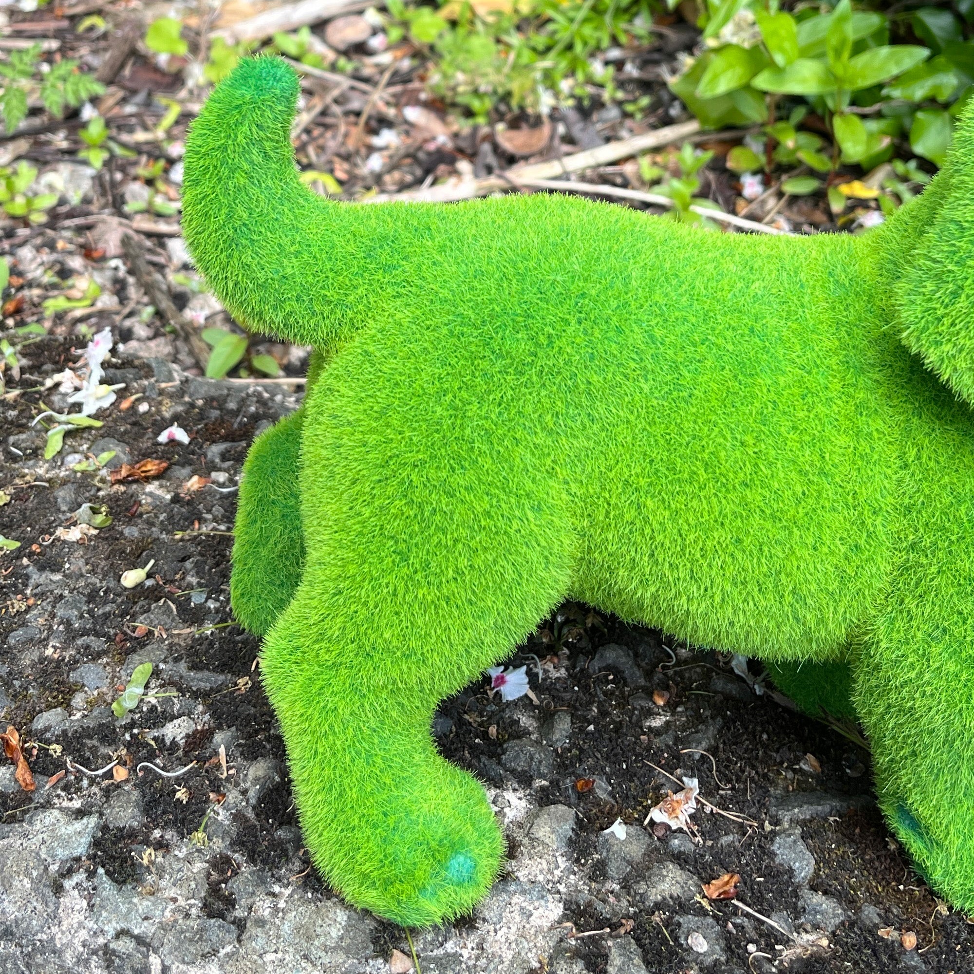 27cm Artificial Grass Covered Dog Ornament - Ceramic