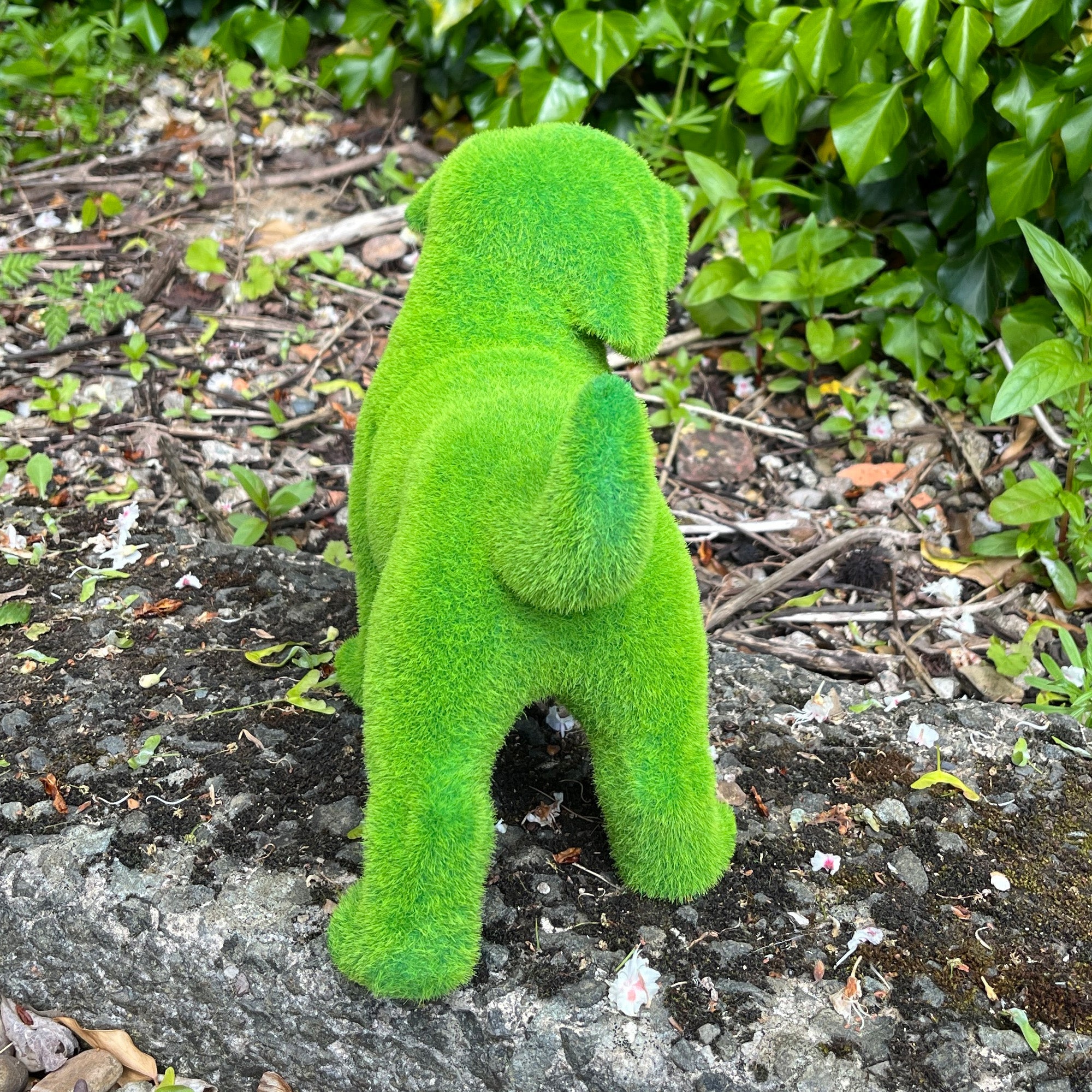 27cm Artificial Grass Covered Dog Ornament - Ceramic