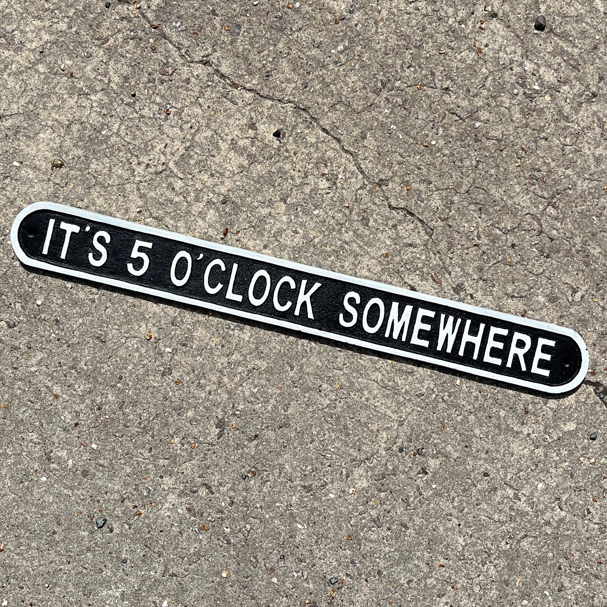 57.5cm Large Cast Iron 'It's 5 O'Clock Somewhere' Wall Sign / Plaque
