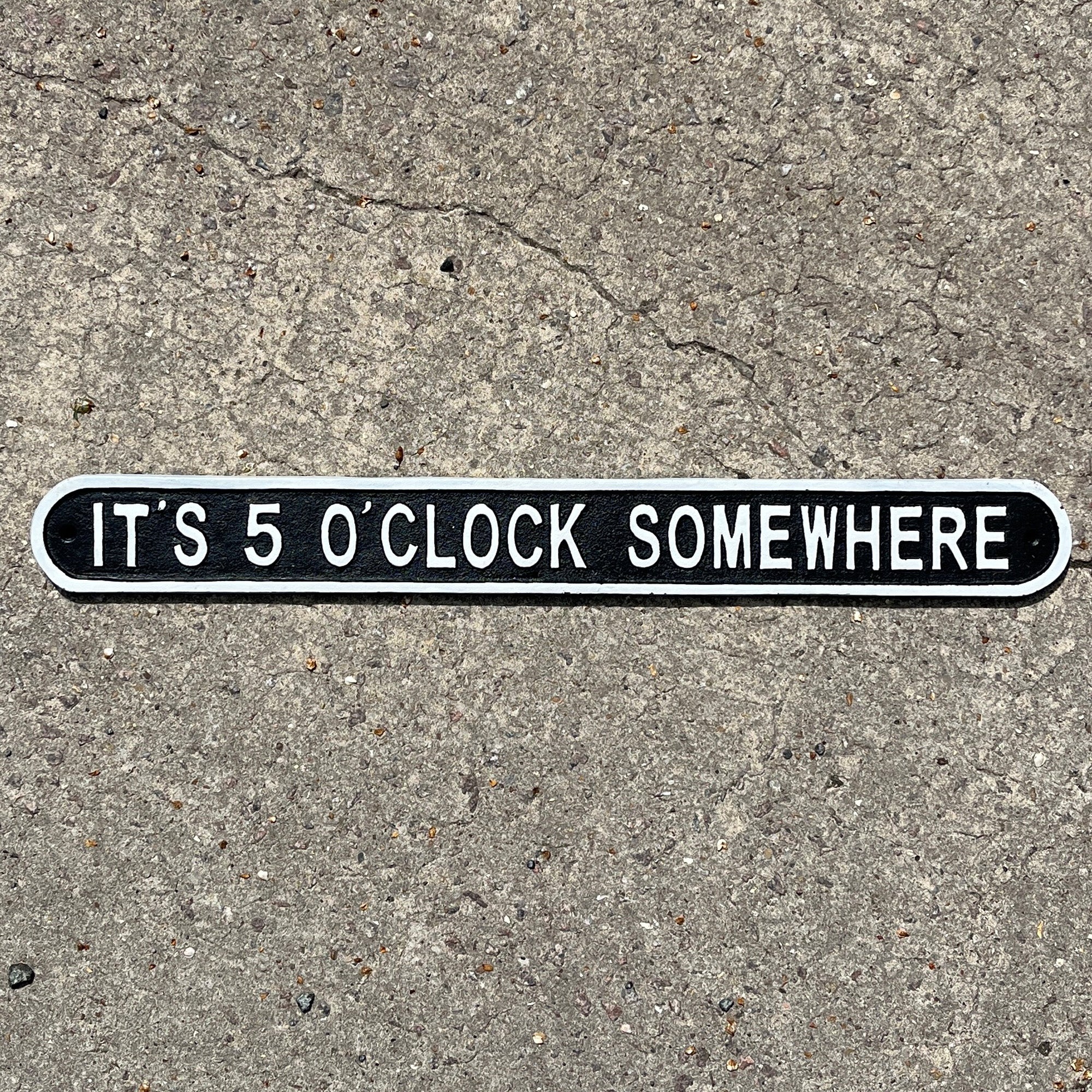57.5cm Large Cast Iron 'It's 5 O'Clock Somewhere' Wall Sign / Plaque