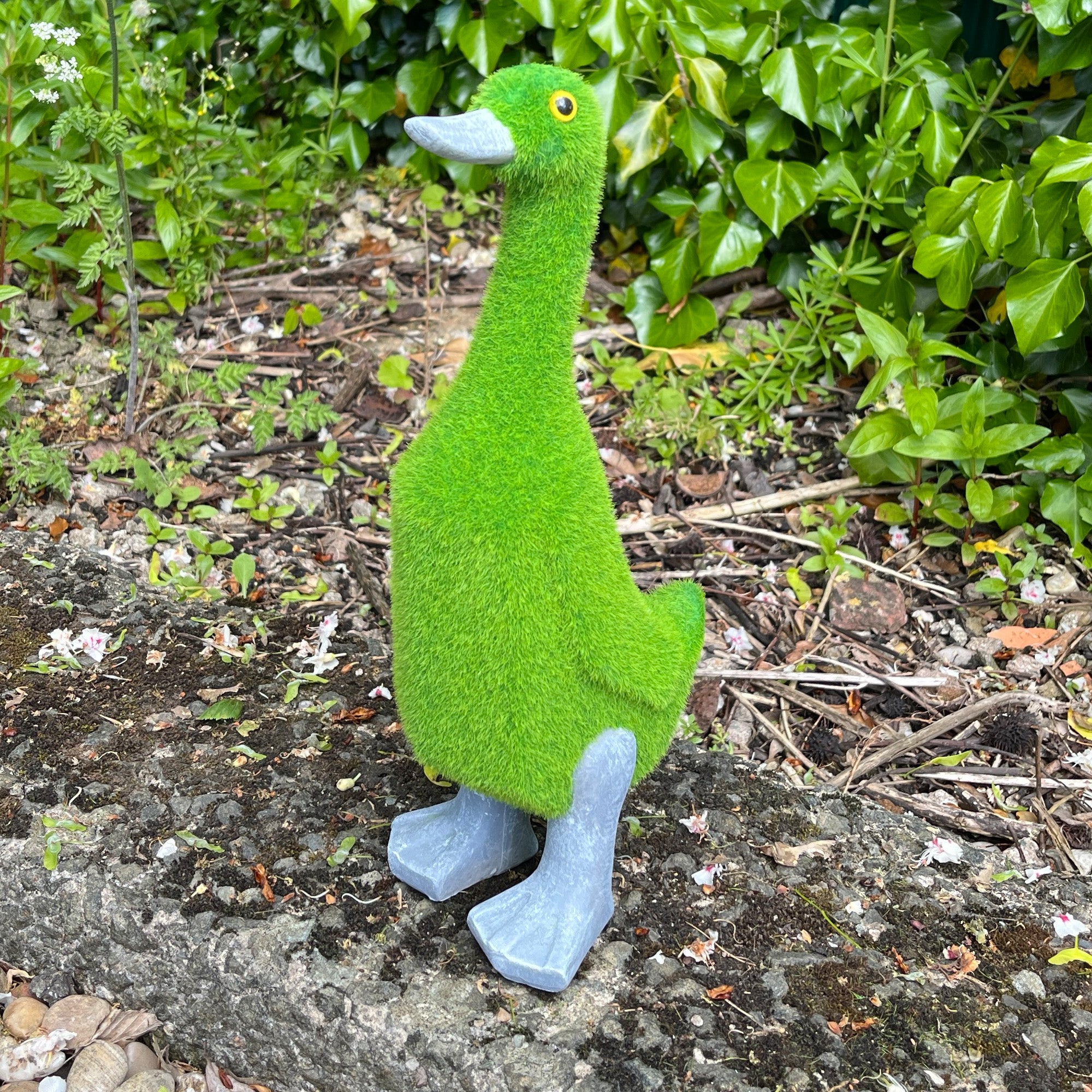 32.5cm Artificial Grass Covered Duck Ornament - Ceramic