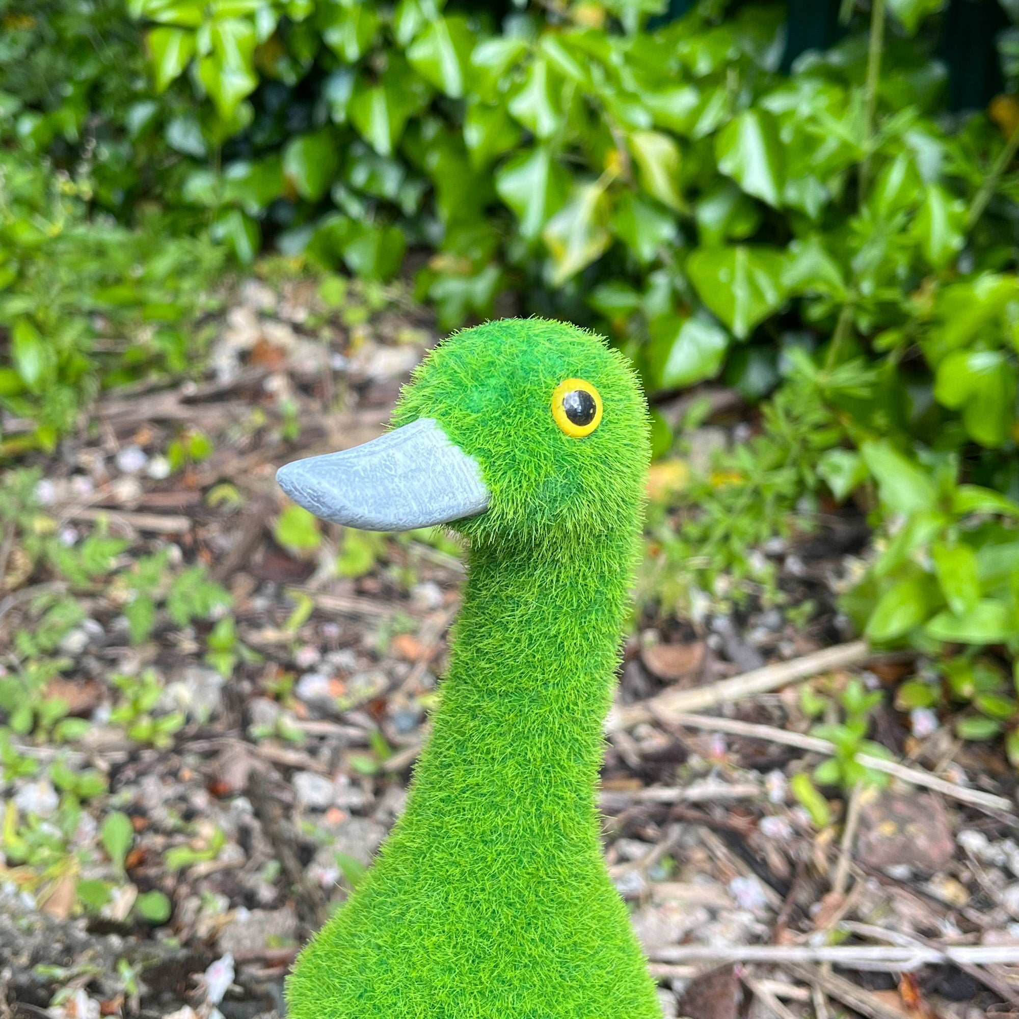 32.5cm Artificial Grass Covered Duck Ornament - Ceramic