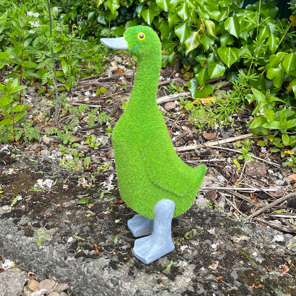 32.5cm Artificial Grass Covered Duck Ornament - Ceramic
