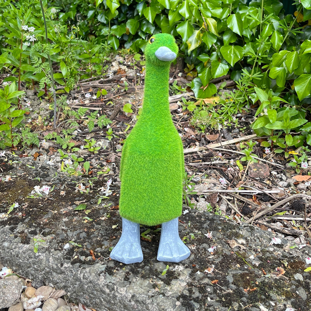 32.5cm Artificial Grass Covered Duck Ornament - Ceramic