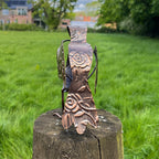 17cm Floral Robin Garden Ornament - Metal