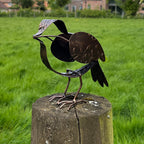 17cm Floral Robin Garden Ornament - Metal