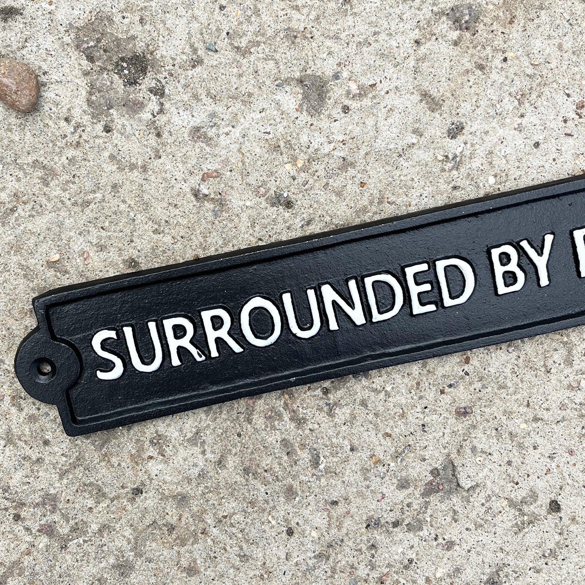 34.5cm 'Surround By Pricks' Funny Cast Iron Wall Sign