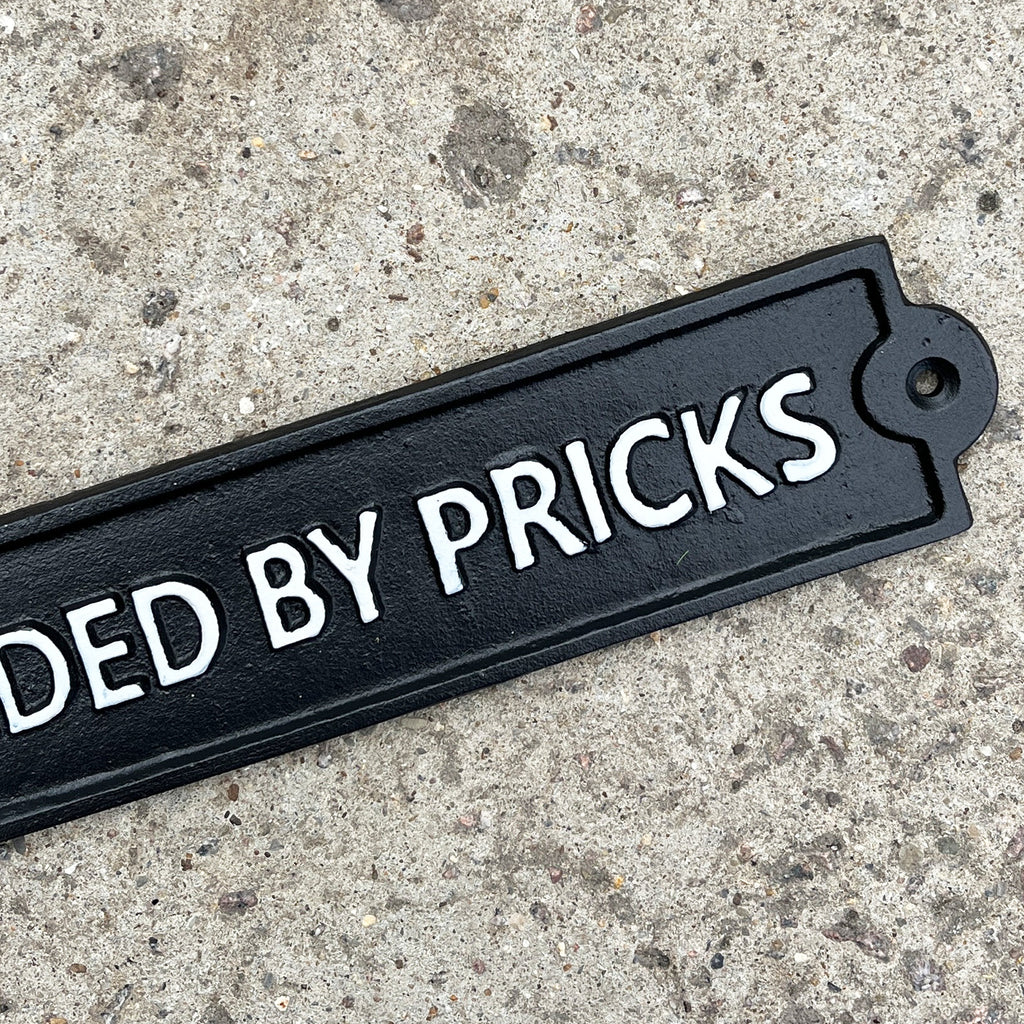34.5cm 'Surround By Pricks' Funny Cast Iron Wall Sign