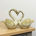 25cm Romantic Love Heart Swans Ornament - Resin