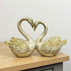 25cm Romantic Love Heart Swans Ornament - Resin