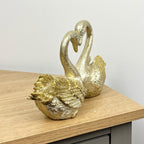 25cm Romantic Love Heart Swans Ornament - Resin
