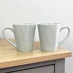 2 x 300ml New Bone Porcelain Mugs – Light Grey